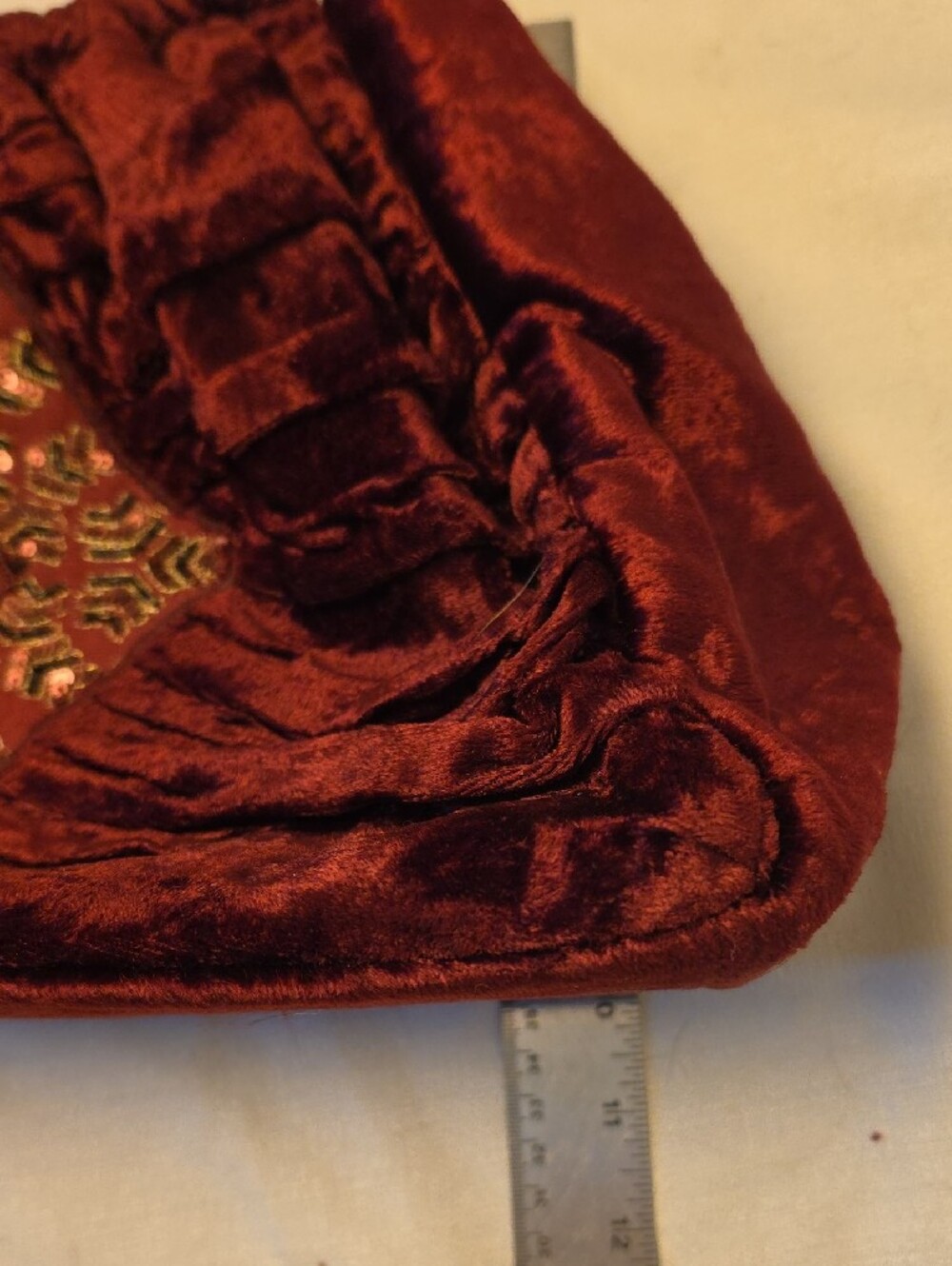 Vintage Chico's Velvet Burgundy Handbag with Bead & Sequin Embroidery - Picture 8 of 10